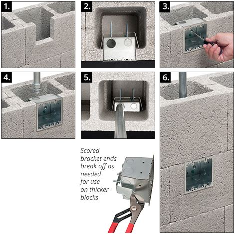 hownto run electrical boxes on concert block|electrical outlet box concrete block.